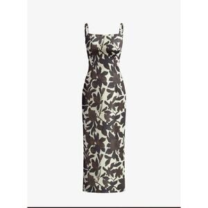 Commense Brown Floral Print Backless Maxi Dress – Size XS (US 2)